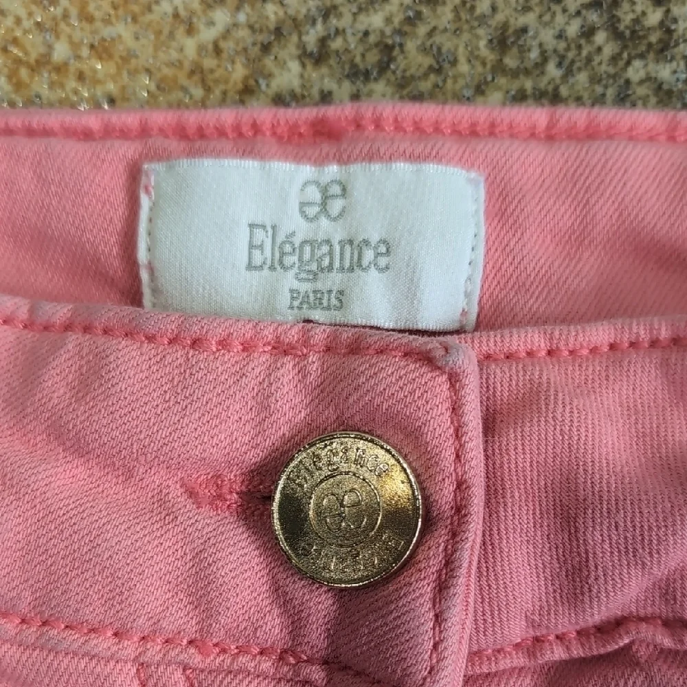 Elegance Paris | Vibrant Baby Pink Stretchy Jeans Chinos Size 8